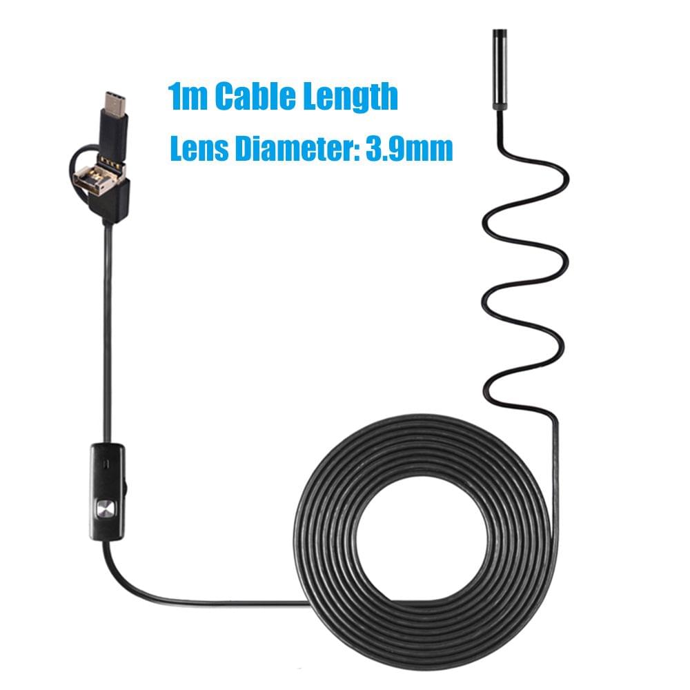 3-in-1 Industrial Endoscope Borescope Inspection Camera - 3.9mm & 1m