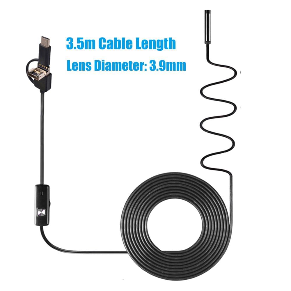 3-in-1 Industrial Endoscope Borescope Inspection Camera - 3.9mm & 3.5m