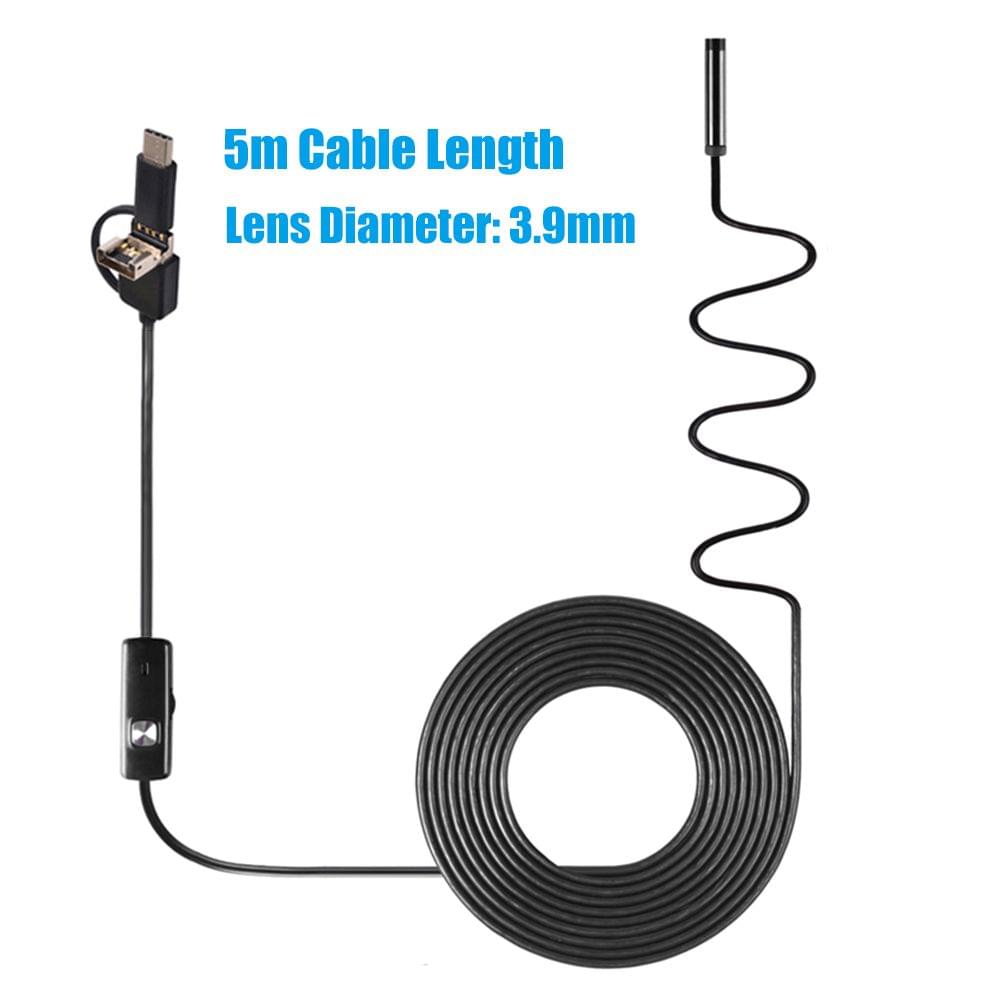 3-in-1 Industrial Endoscope Borescope Inspection Camera - 3.9mm & 5m