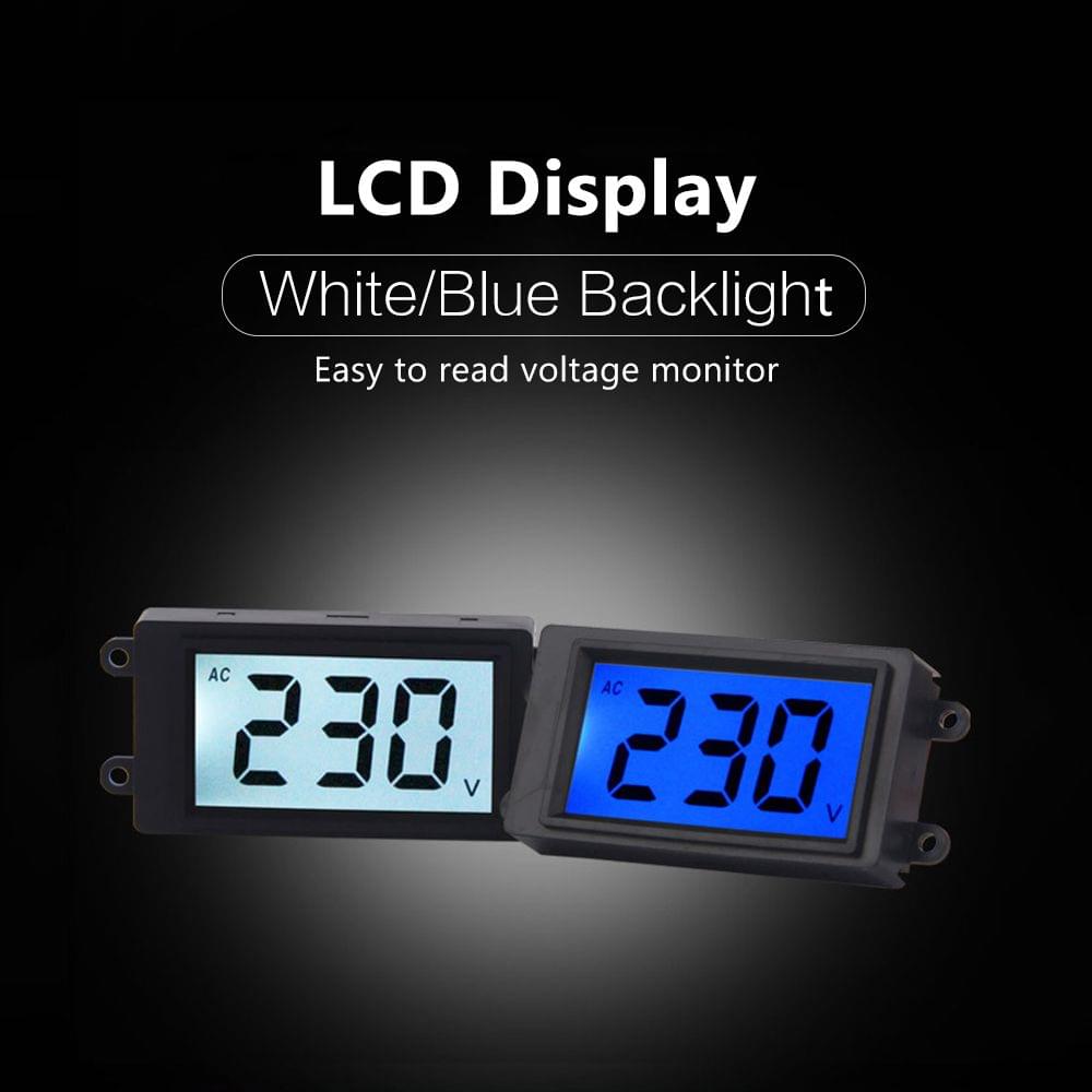 AC Digital Volt Meter 2 Wire 80-380V Blue LCD Display