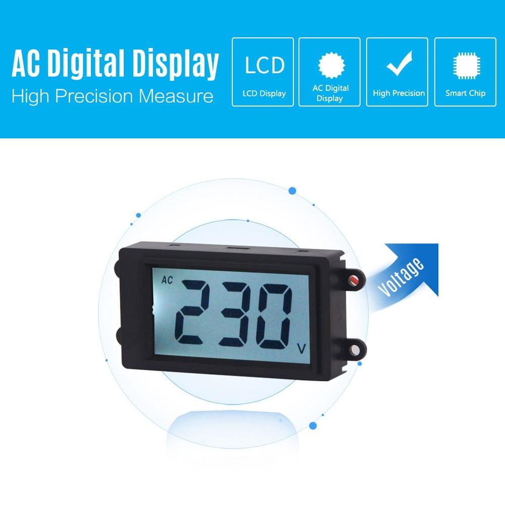 AC Digital Volt Meter 2 Wire 80-380V Blue LCD Display