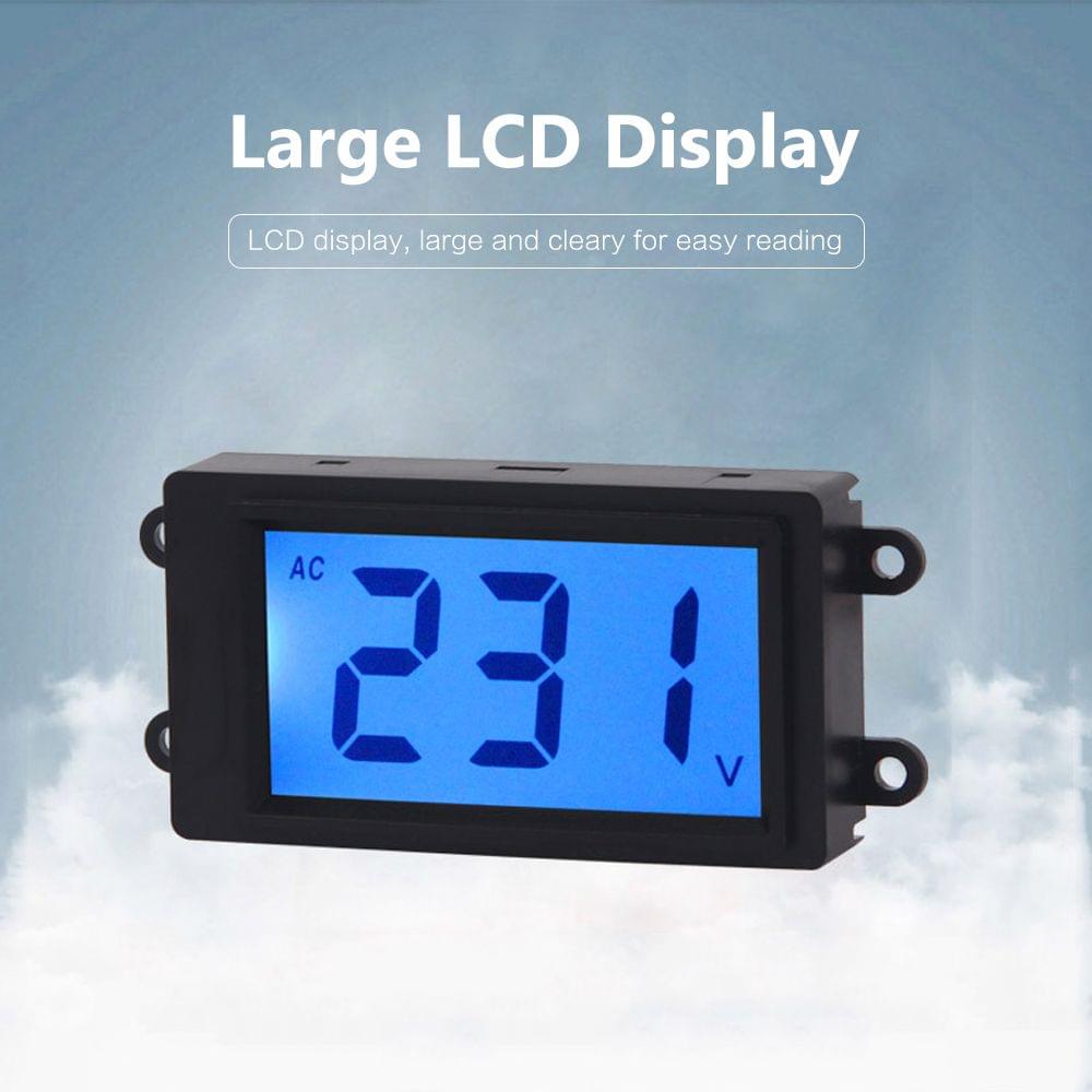 AC Digital Volt Meter 2 Wire 80-380V Blue LCD Display