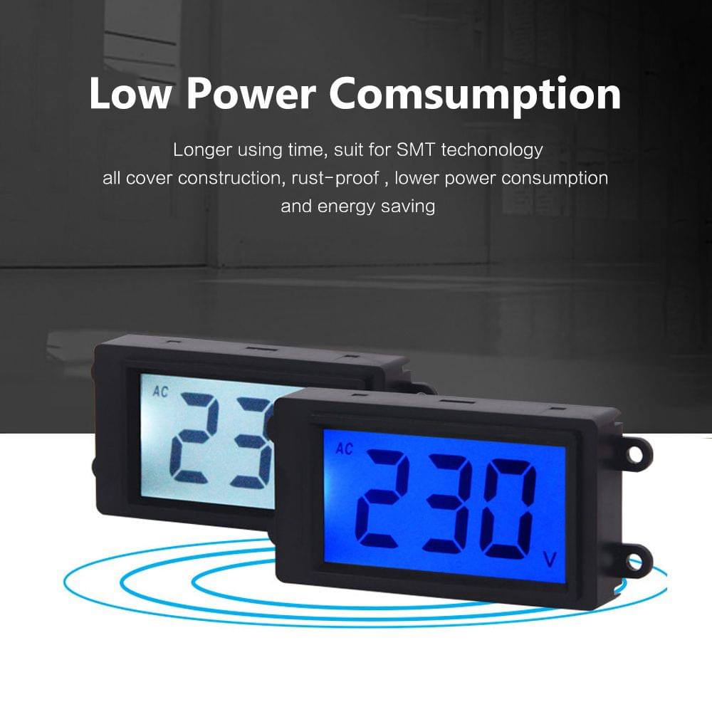 AC Digital Volt Meter 2 Wire 80-380V Blue LCD Display