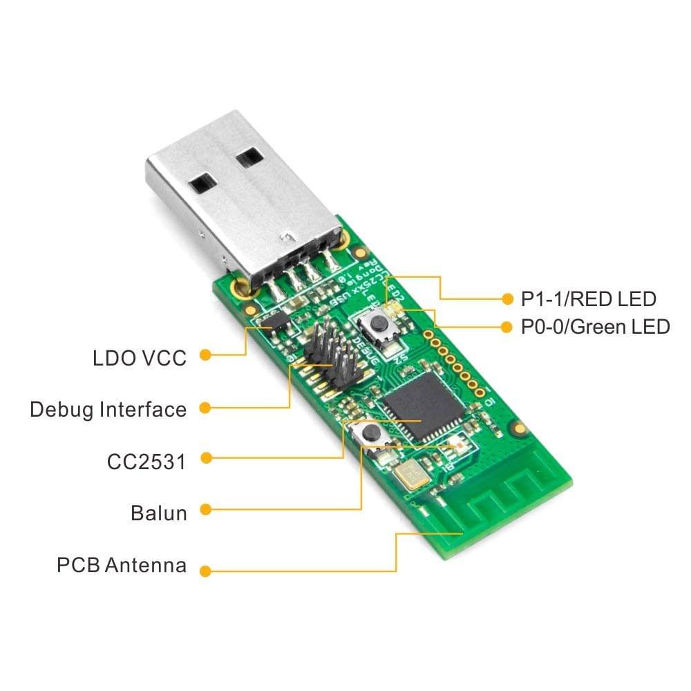 CC2531 Sniffer Protocol Analyzer USB Dongle & BTool + - CC2531 Sniffer with Downloader Cable