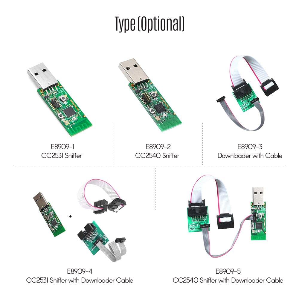 CC2540  Sniffer Protocol Analyzer USB Dongle & BTool + - CC2540 Sniffer with Downloader Cable