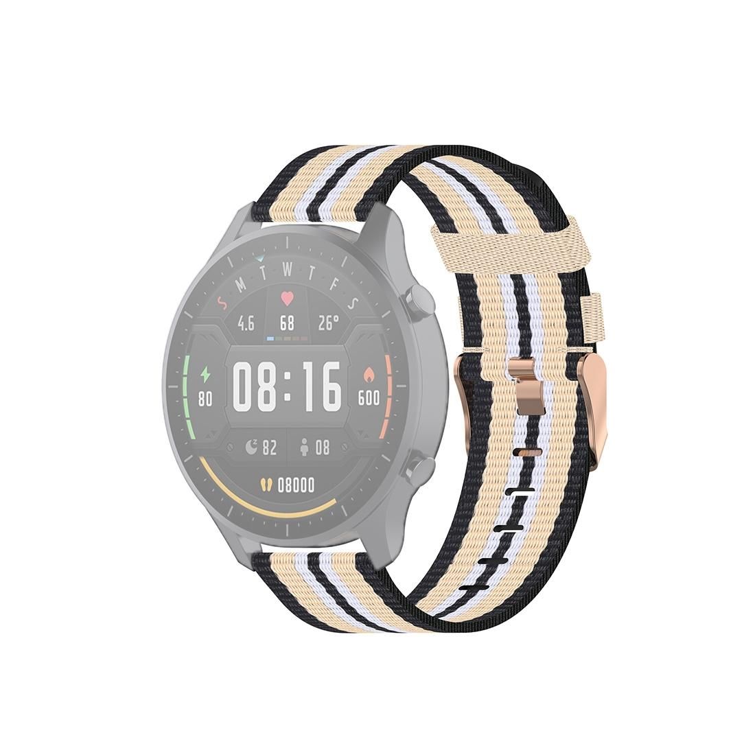 For Xiaomi Watch Color 22mm Nylon Denim Wrist Strap Watchband (Black and Beige)