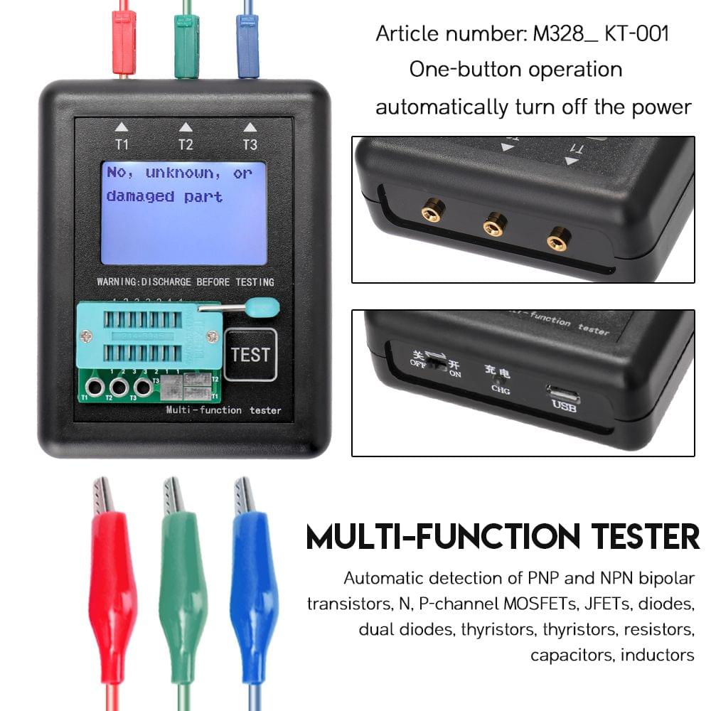 M328 Diode Triode Capacitor Resistor Transistor Tester ESR