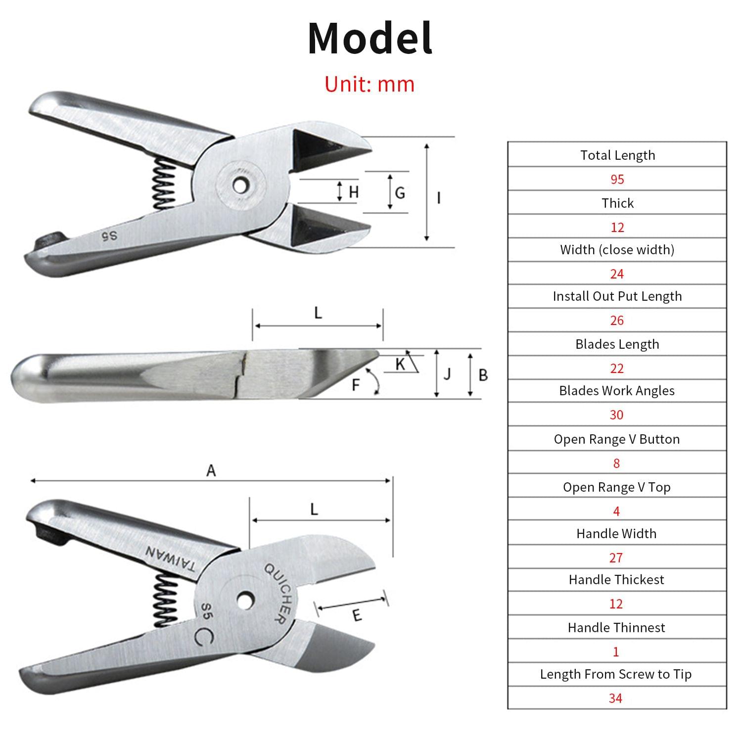 Pneumatic Air Crimping Pliers 2.0mm Iron Wire Shear Clamp