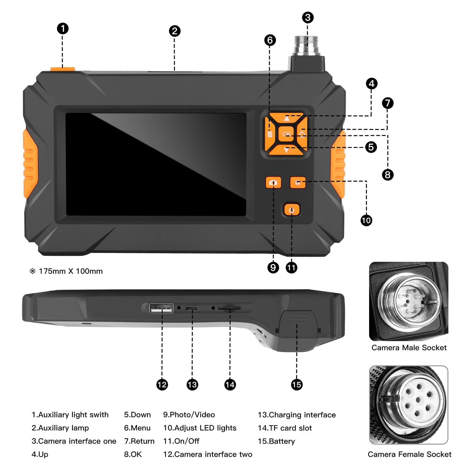 4.3 Inch LCD Color Screen 1080P Handheld Endoscope - 1