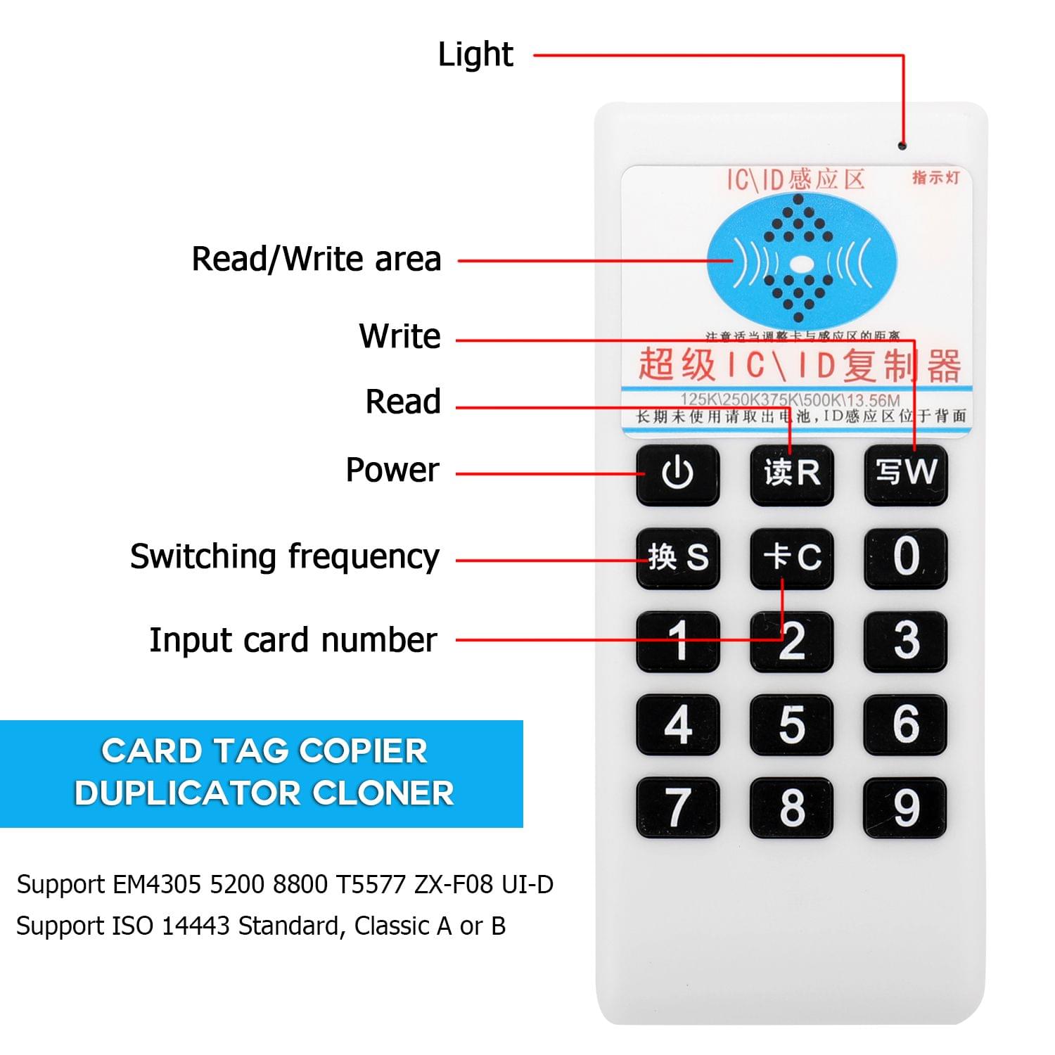 Handheld Portable 125KHz 13.56MHz RFI-D I-C I-D Card Tag - 1