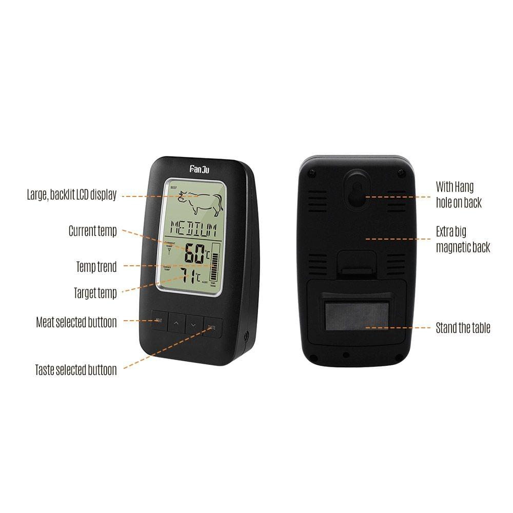 FanJu FJ2245 Digital Cooking Grill Thermometer with Wireless