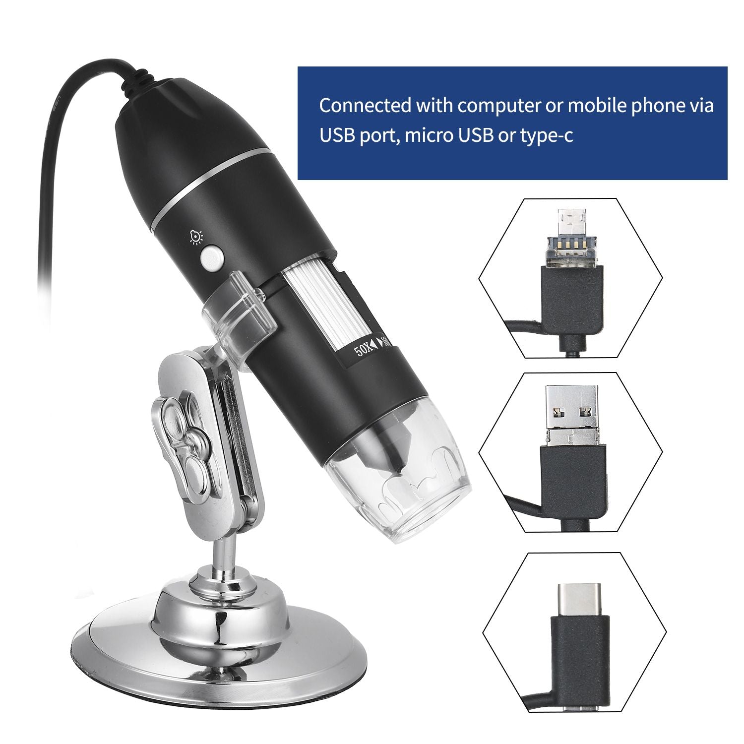 USB Digital Zoom Microscope Magnifier with OTG Function