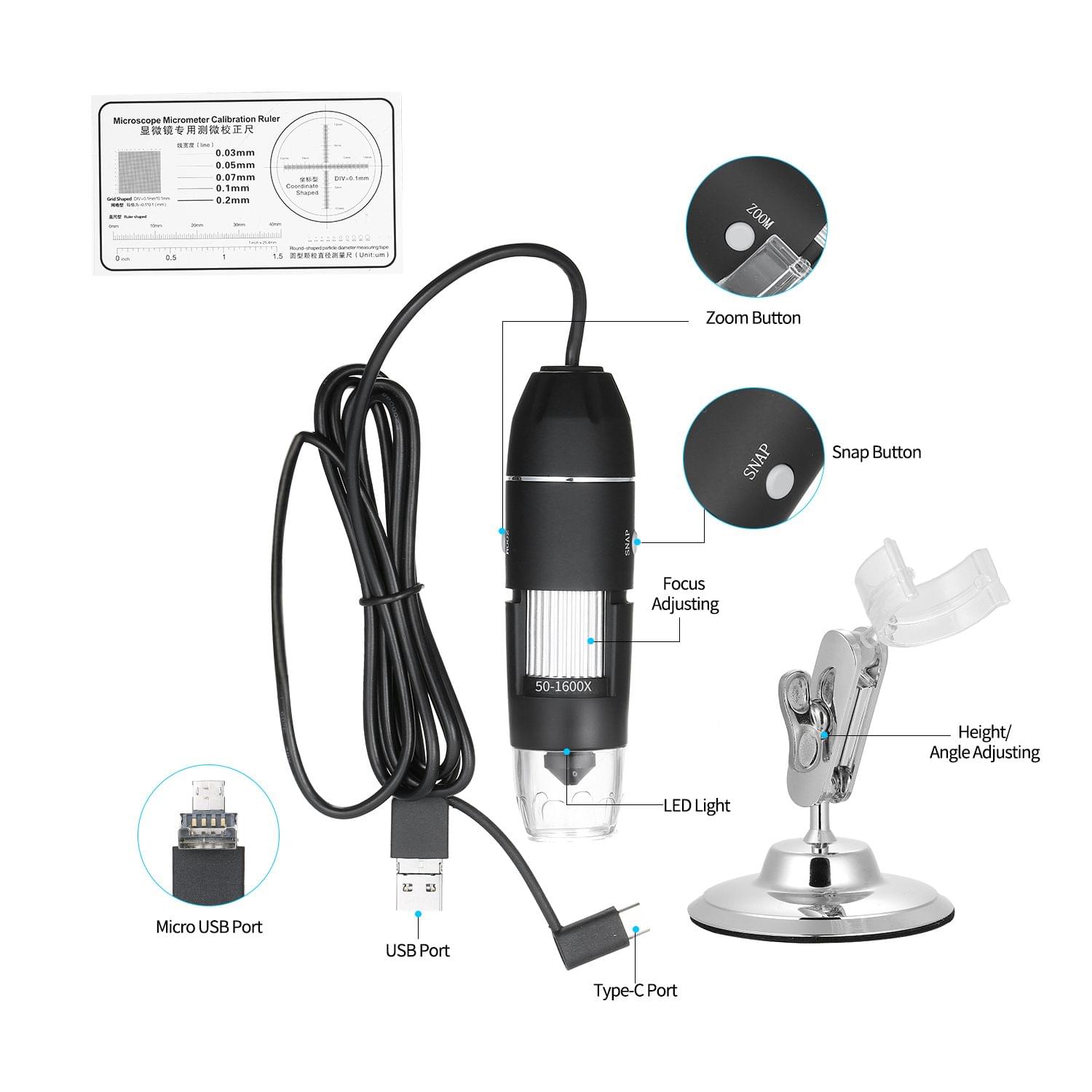 USB Digital Zoom Microscope Magnifier with OTG Function