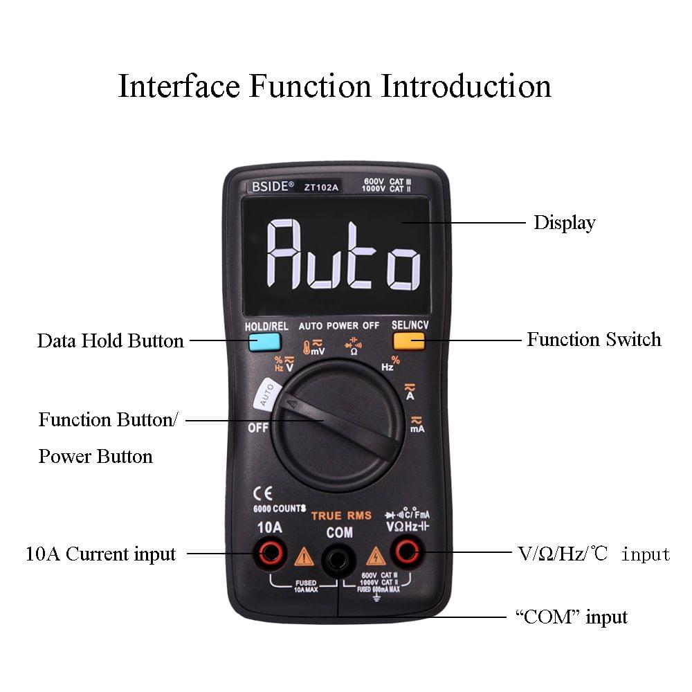 Bside 6000 Counts Digital Multimeter AC/DC Voltage Current