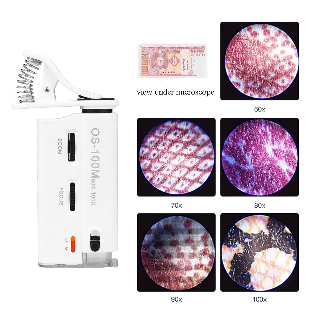 60-100X Cold-warm Light LED Cell Phone Microscope Universal