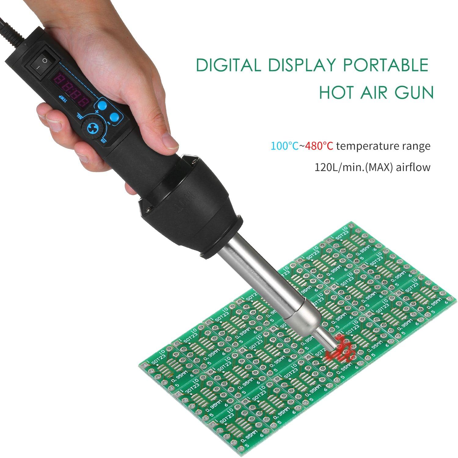 110V/220V Digital Display Portable Hot Air Gun Heat Gun - EU Plug