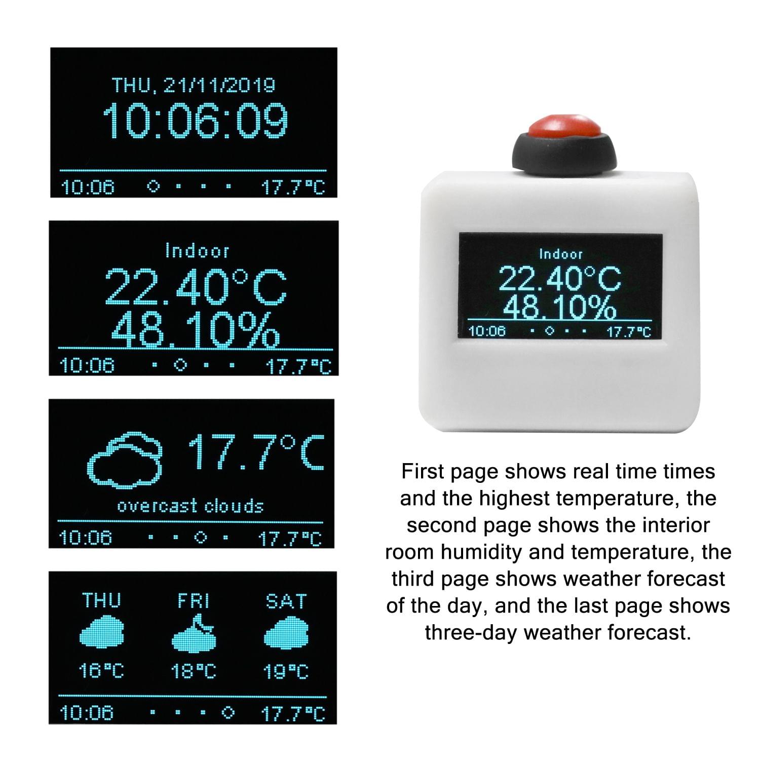 Household Mini Size Portable LCD Wifi Weather Clock with