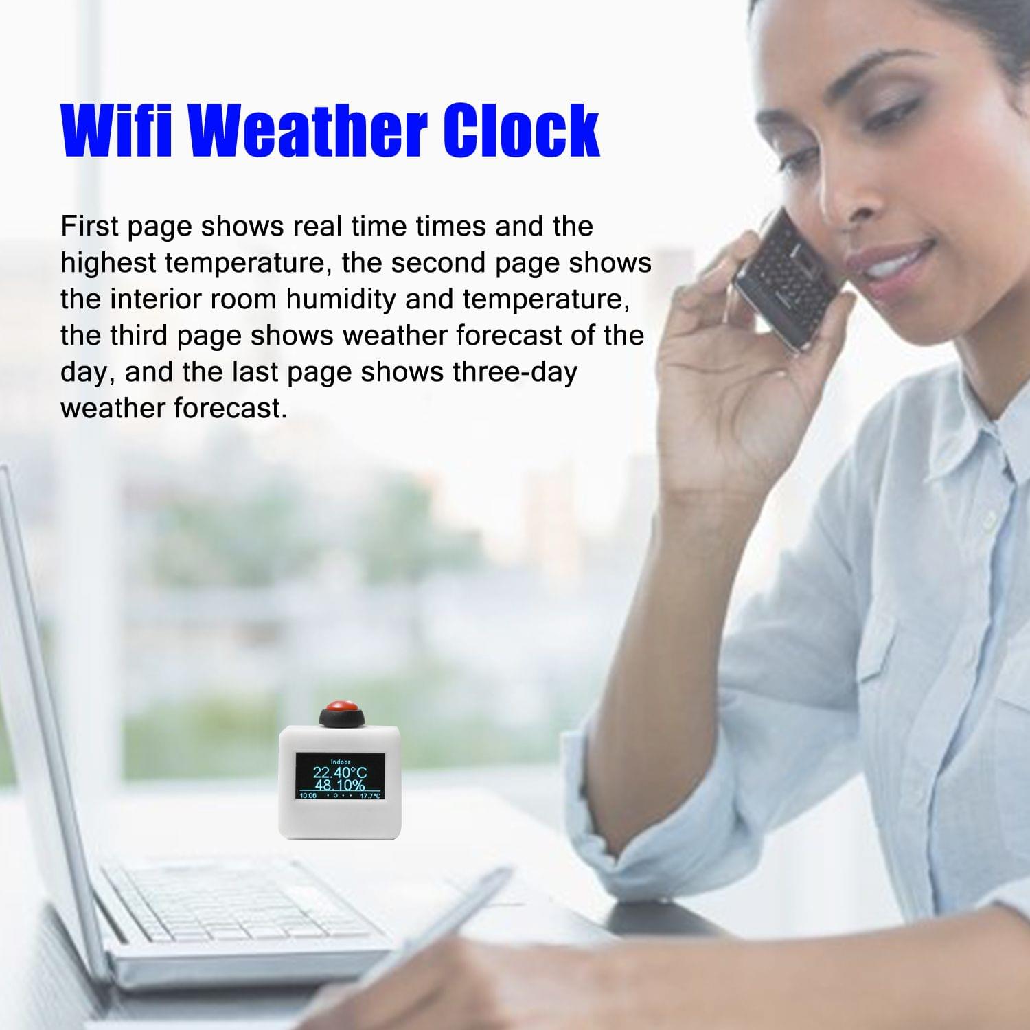 Household Mini Size Portable LCD Wifi Weather Clock with