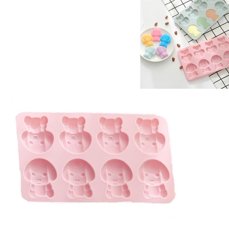 6 PCS Cartoon Puppy Silicone Cake Mold Chocolate Biscuit Baking Mould Ice Making Mold (Pink)