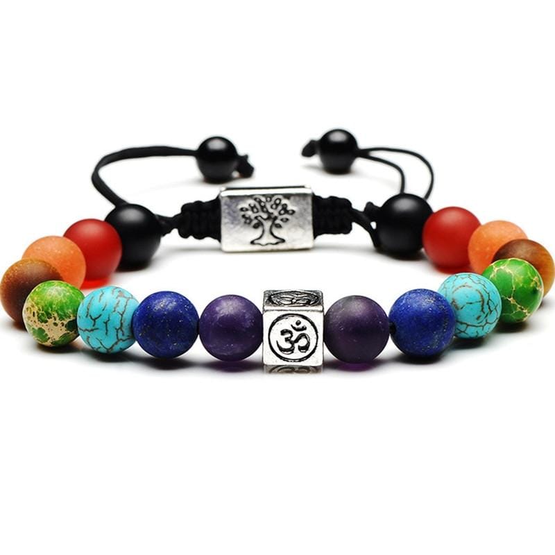 Tree of Life Multicolor Beads Stones Weave Yoga Rope Bracelets (Multicolor gold)