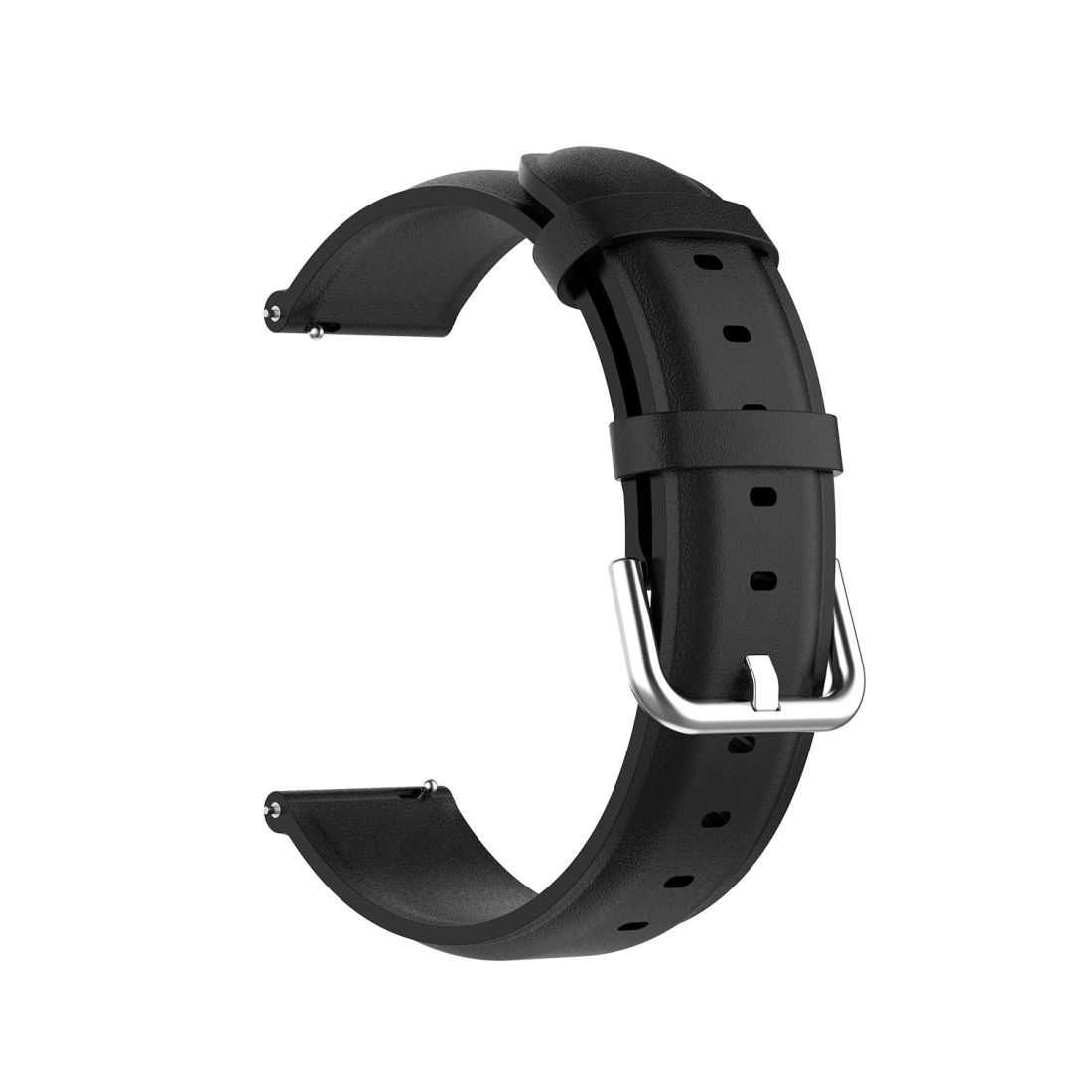 For Samsung Galaxy Watch 3 45mm 22mm Leather Strap with Round Tail Buckle (Black)