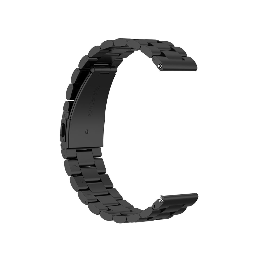 For Ticwatch?GTX 22mm Three Buckle Stainless Steel Wrist Strap (Black)