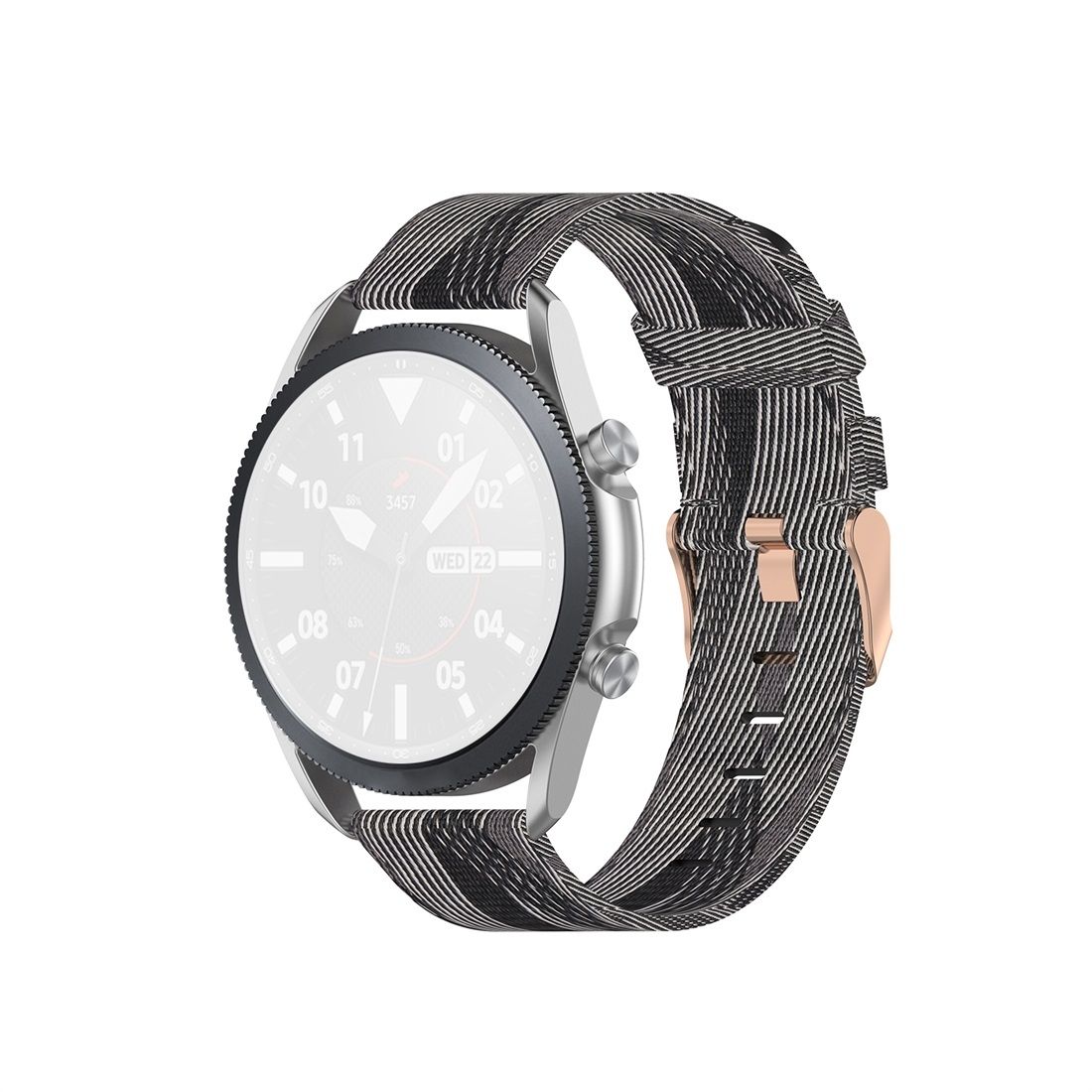 For Galaxy Watch 3 41mm Woven Nylon Textured Strap, Size: Free Size 20mm (Black White)