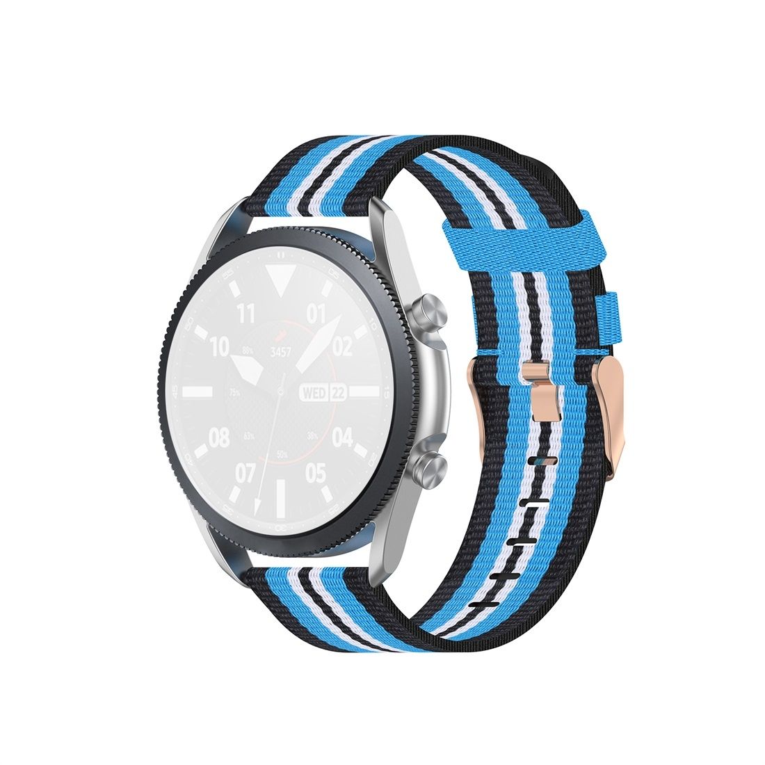 For Galaxy Watch 3 41mm Woven Nylon Textured Strap, Size: Free Size 20mm (Black Sky Blue)