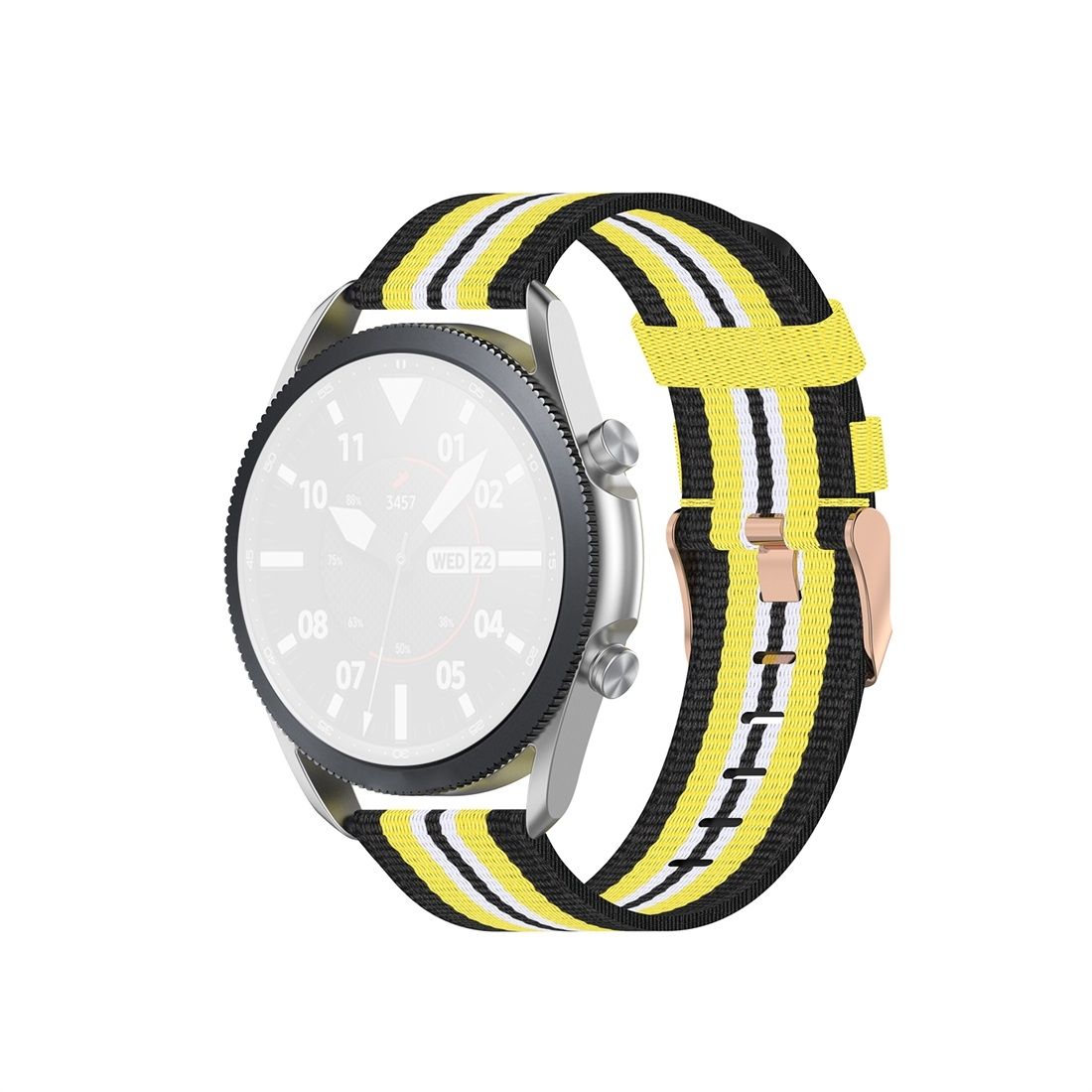 For Galaxy Watch 3 41mm Woven Nylon Textured Strap, Size: Free Size 20mm (Black Yellow)