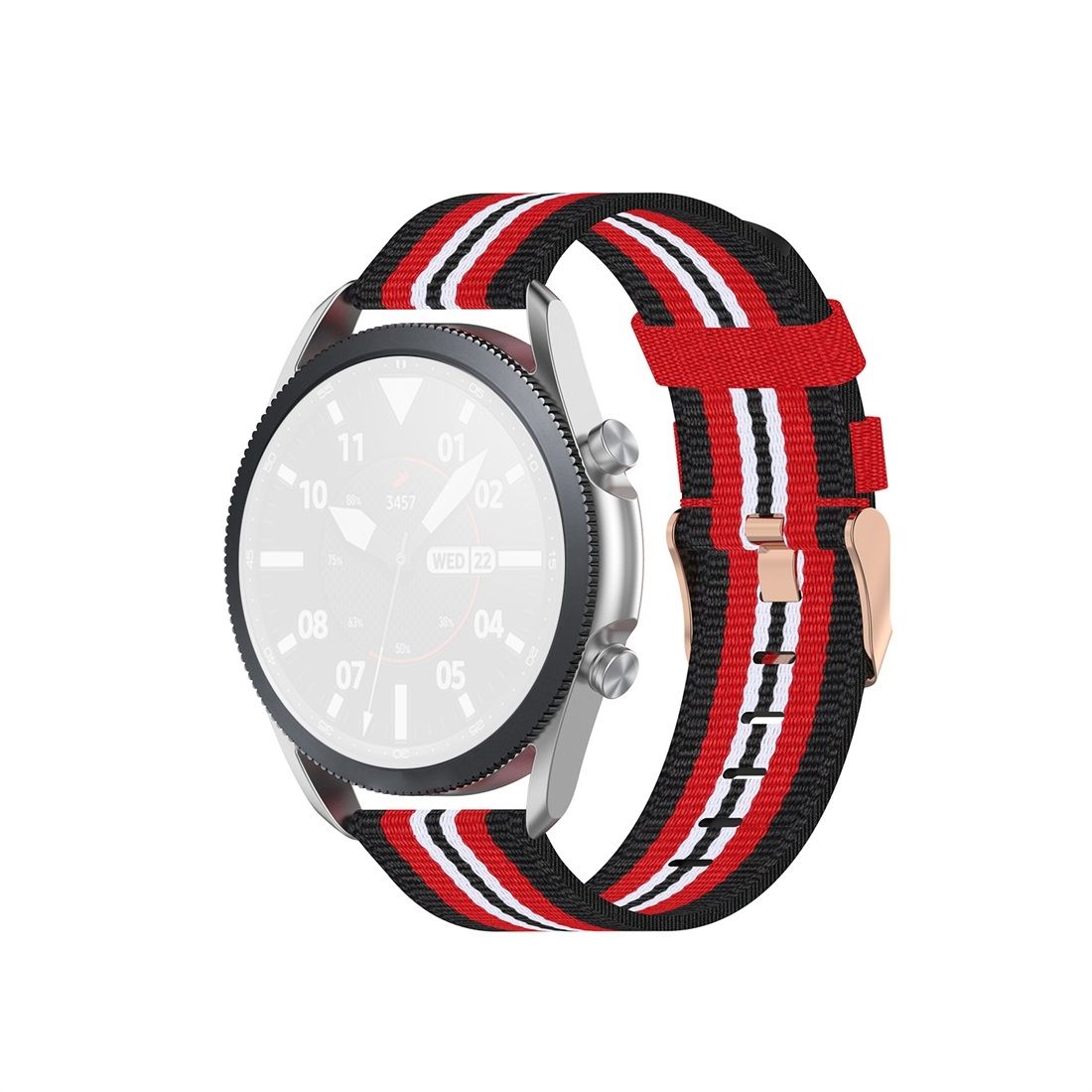 For Galaxy Watch 3 41mm Woven Nylon Textured Strap, Size: Free Size 20mm (Black Red)