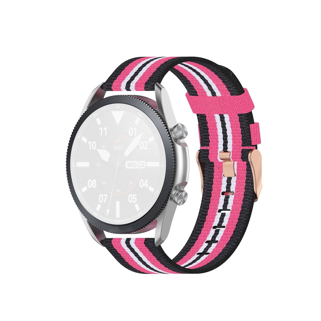 For Galaxy Watch 3 41mm Woven Nylon Textured Strap, Size: Free Size 20mm (Black Pink)