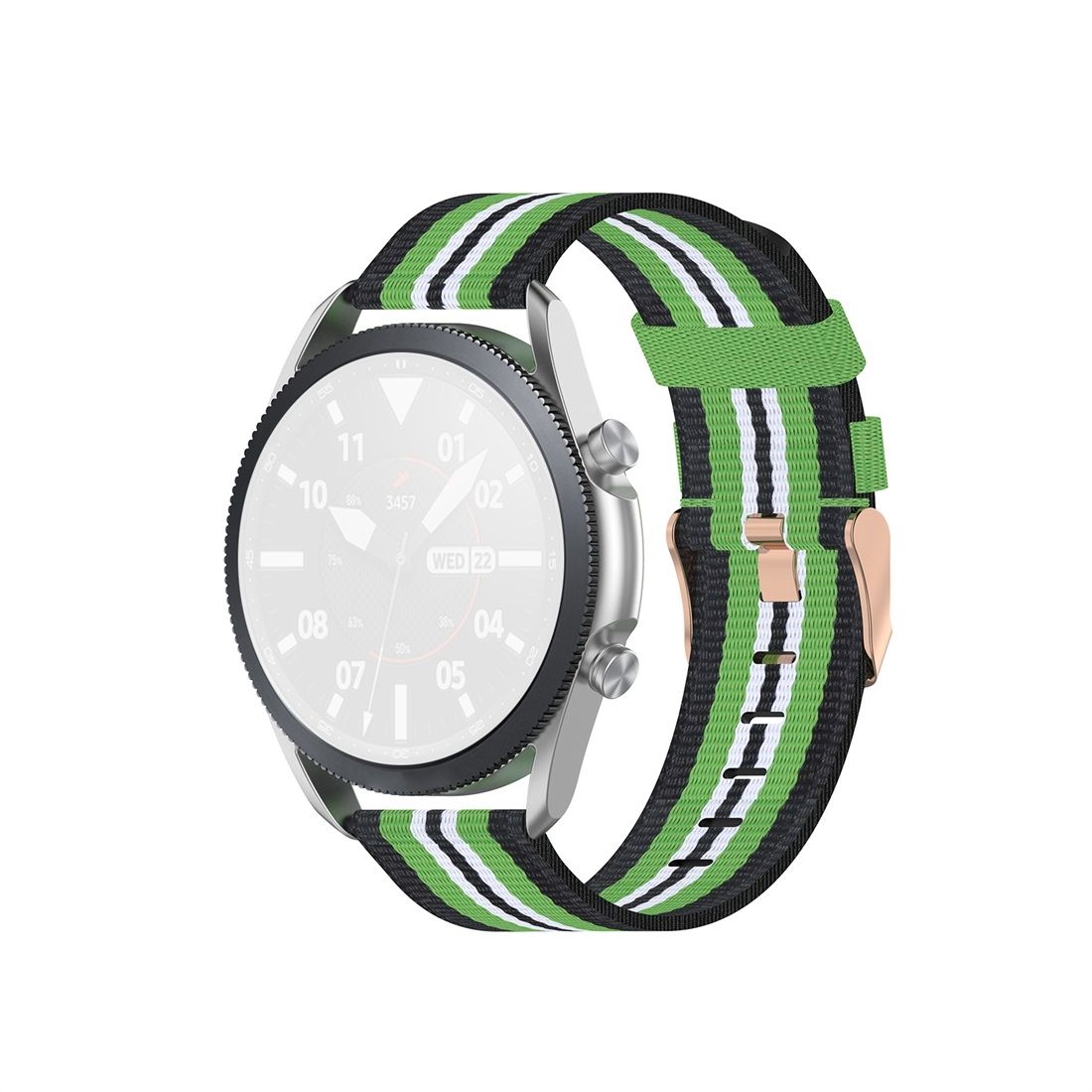 For Galaxy Watch 3 41mm Woven Nylon Textured Strap, Size: Free Size 20mm (Black Lime)