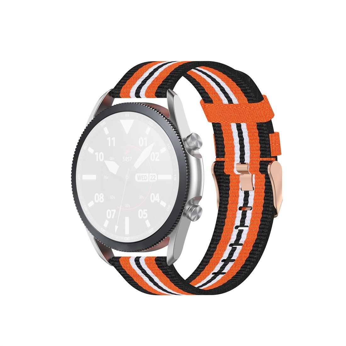 For Galaxy Watch 3 41mm Woven Nylon Textured Strap, Size: Free Size 20mm (Black Orange)