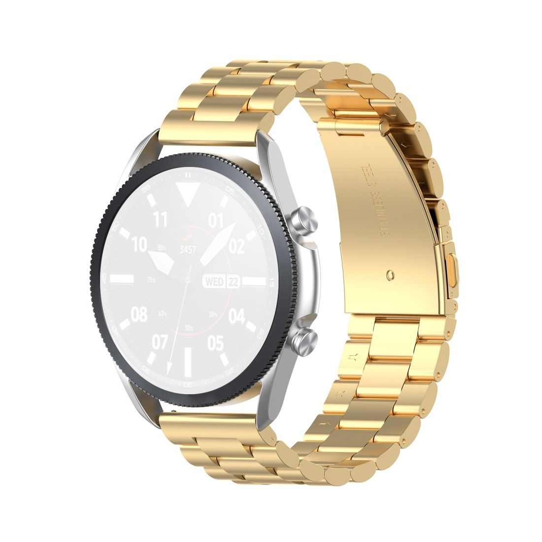 For Galaxy Watch 3 41mm Three Stainless Steel Straps, Size: 20mm (Golden)