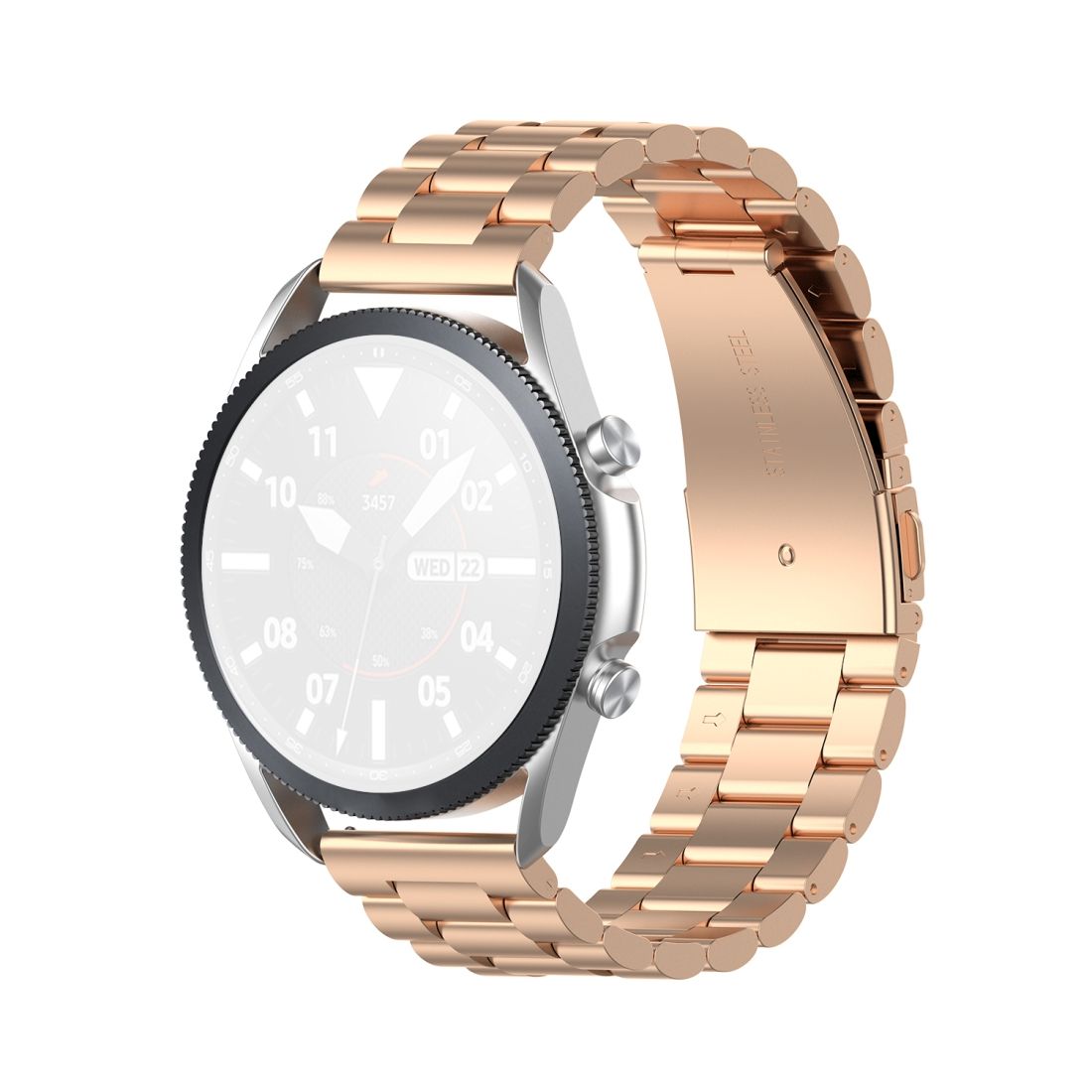 For Galaxy Watch 3 41mm Three Stainless Steel Straps, Size: 20mm (Rose Gold)