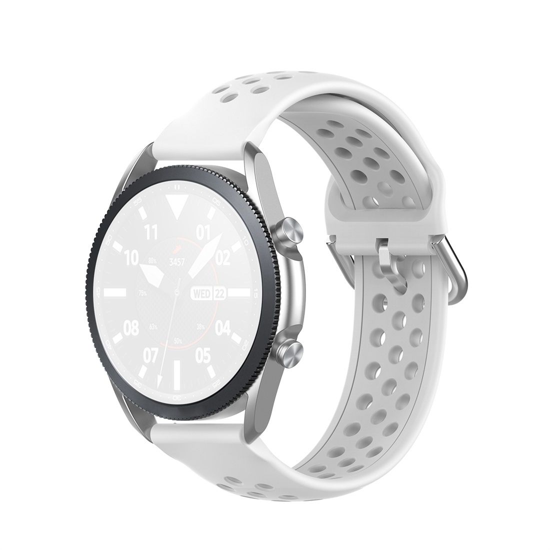 For Galaxy Watch 3 41mm R850 Silicone Sports Solid Color Strap, Size: Free Size 20mm (White)