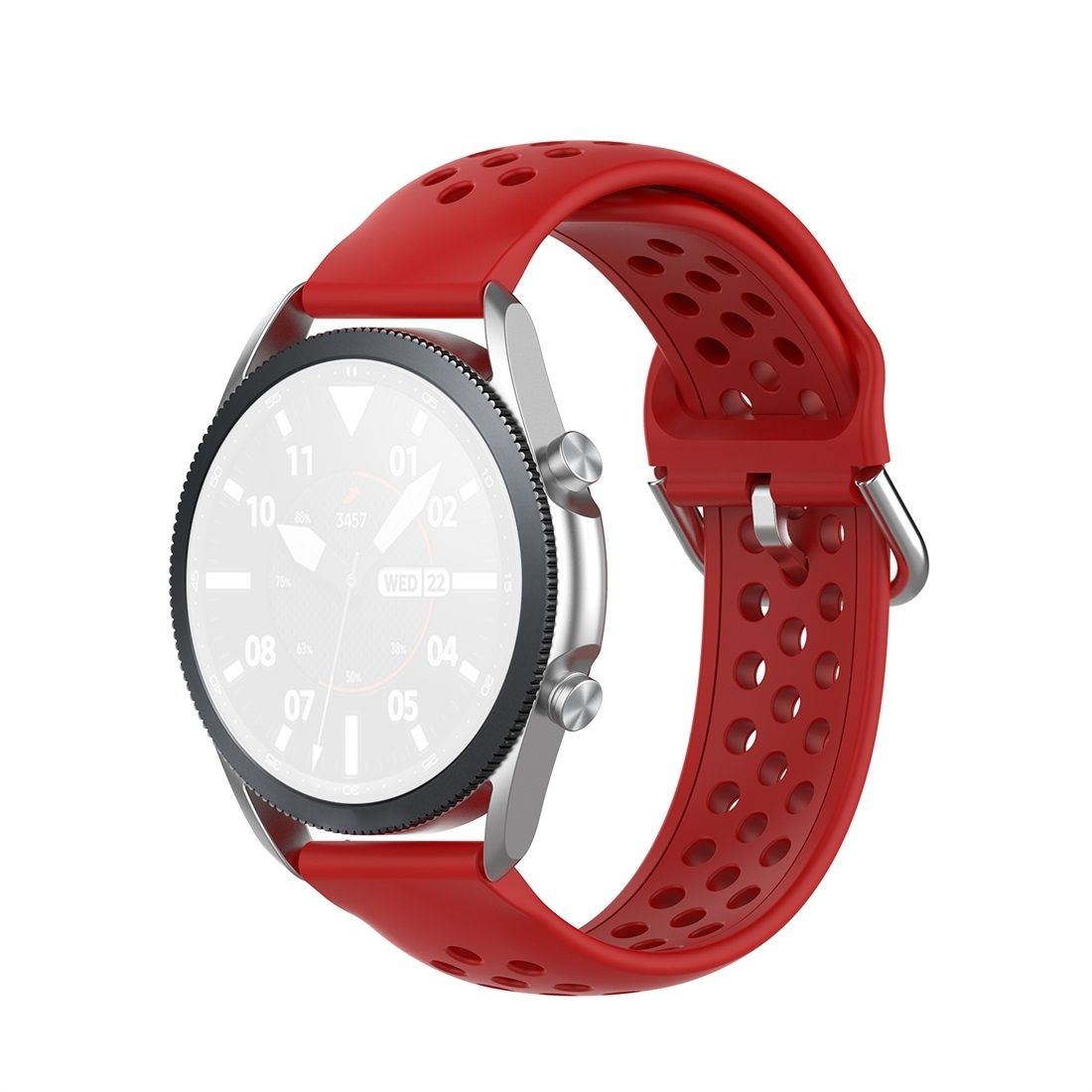 For Galaxy Watch 3 41mm R850 Silicone Sports Solid Color Strap, Size: Free Size 20mm (Red)