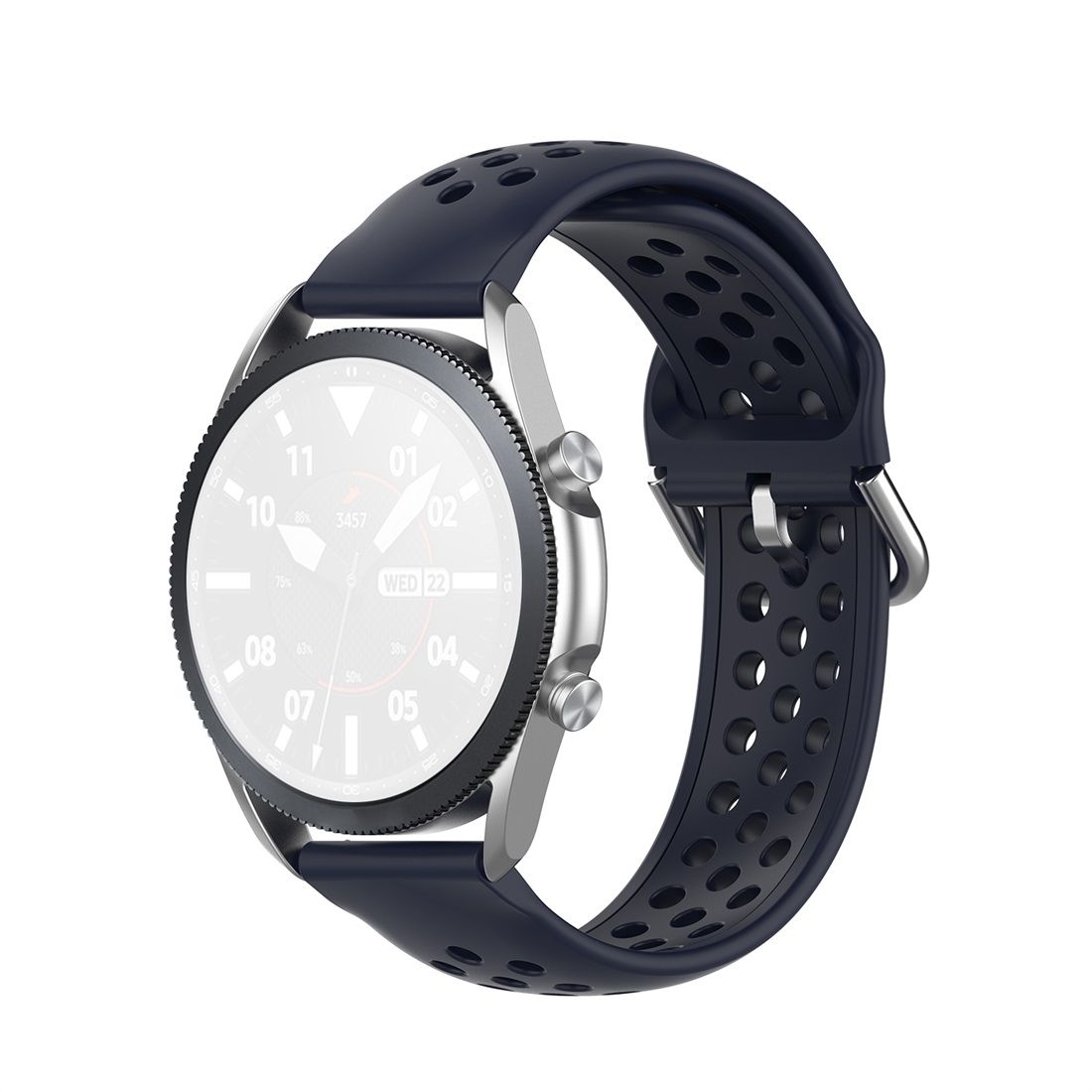 For Galaxy Watch 3 41mm R850 Silicone Sports Solid Color Strap, Size: Free Size 20mm (Dark Blue)