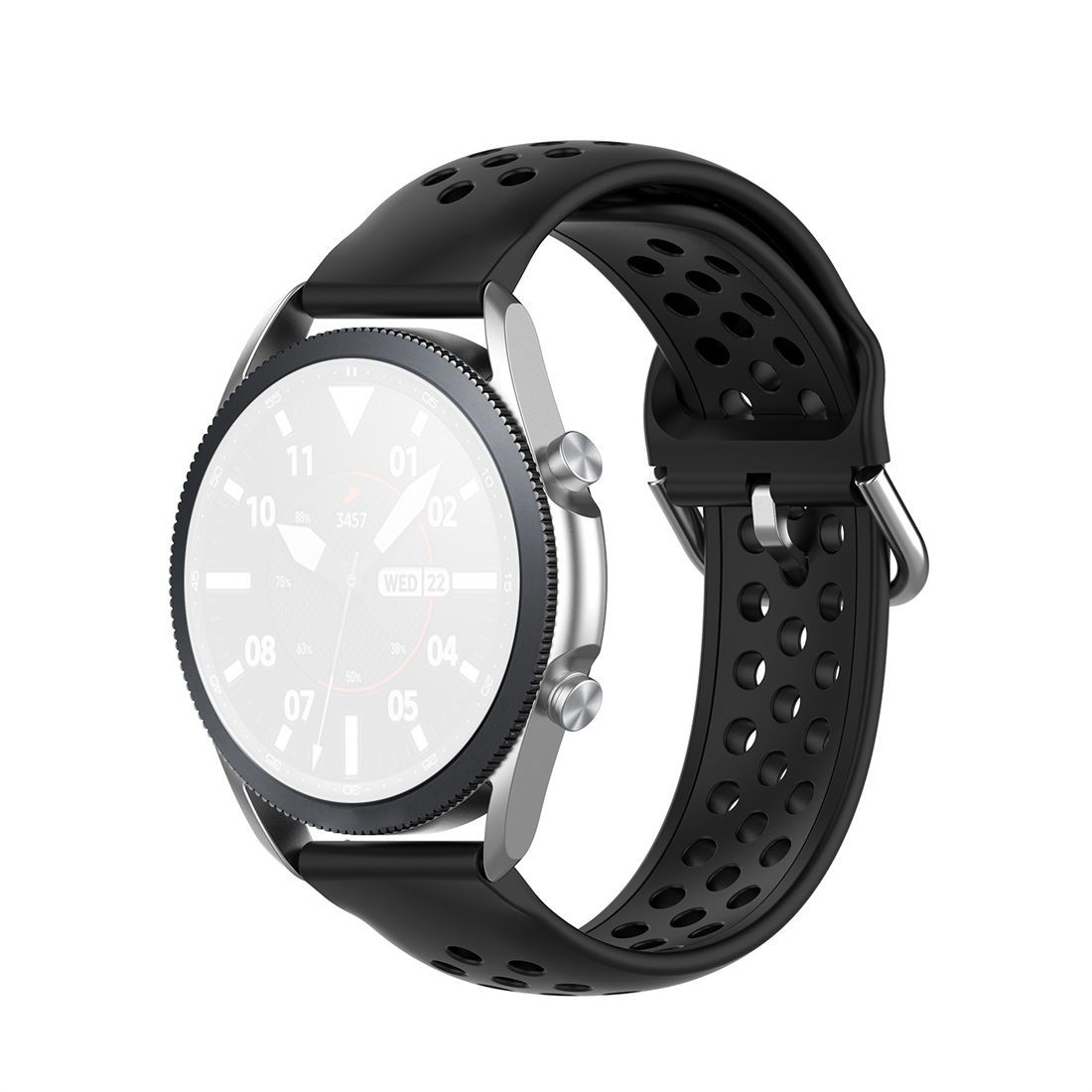 For Galaxy Watch 3 41mm R850 Silicone Sports Solid Color Strap, Size: Free Size 20mm (Black)