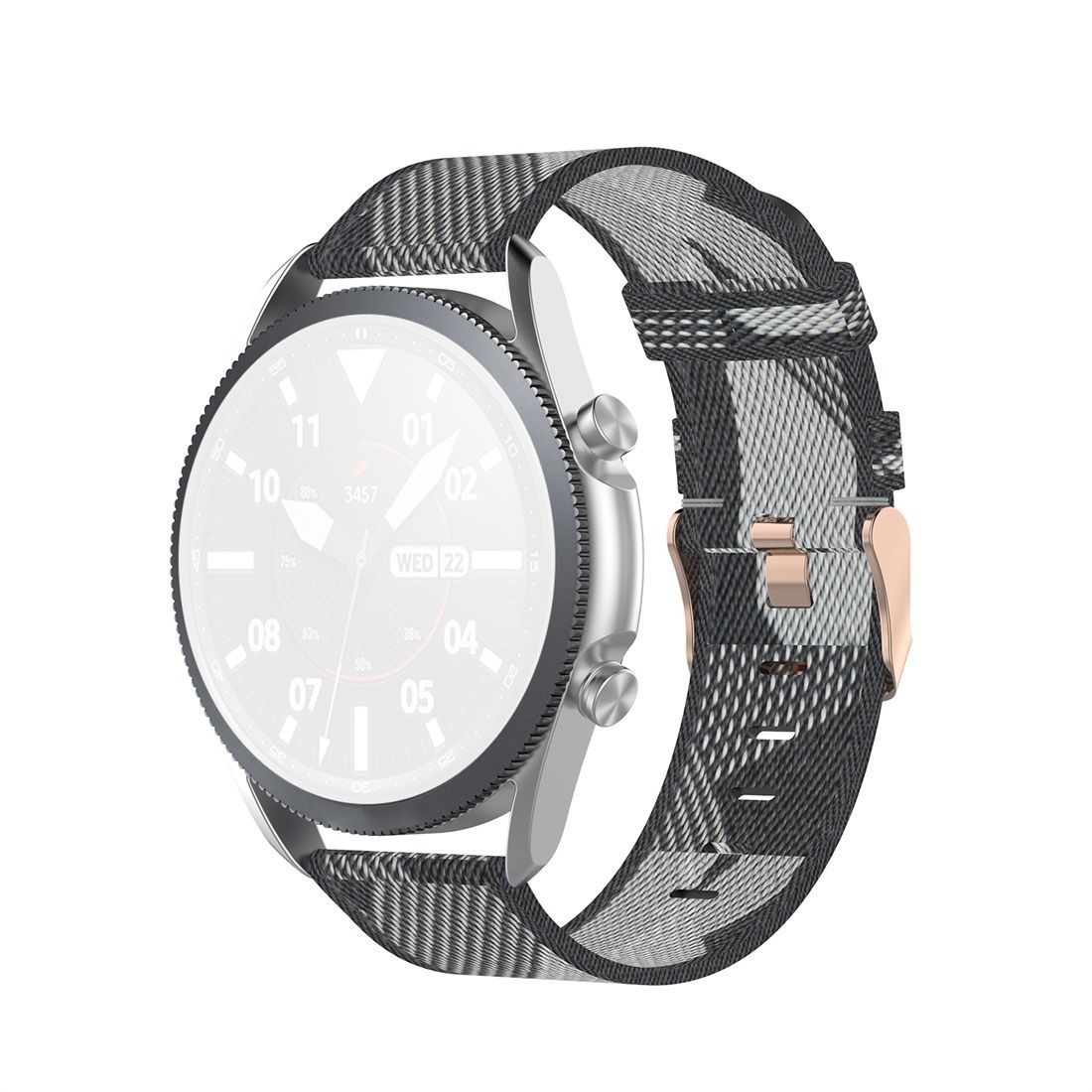 For Galaxy Watch 3 45mm Woven Nylon Textured Strap, Size: Free Size 22mm (Gray)