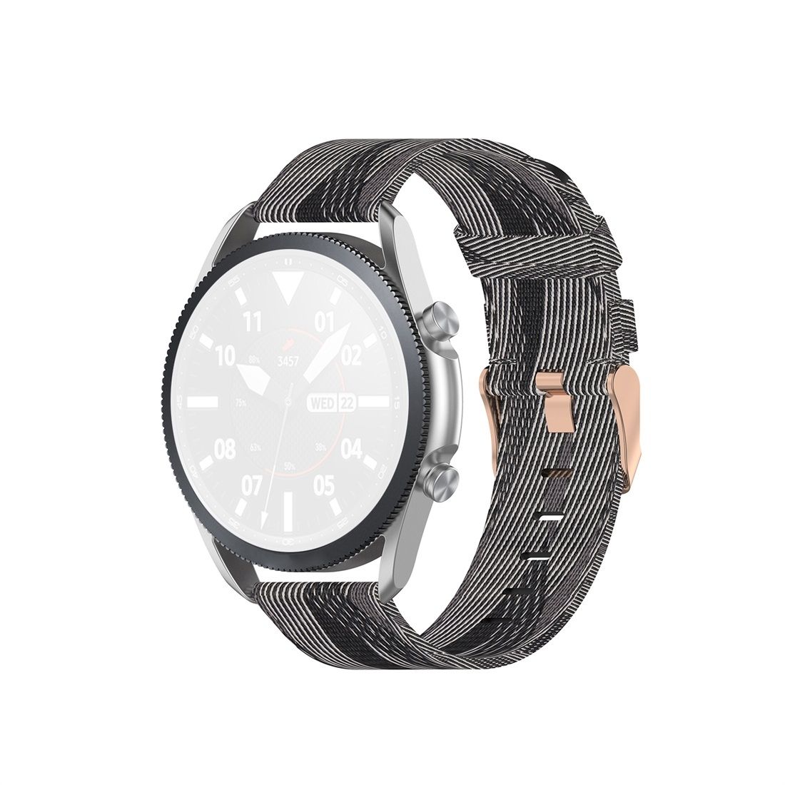 For Galaxy Watch 3 45mm Woven Nylon Textured Strap, Size: Free Size 22mm (Black White)