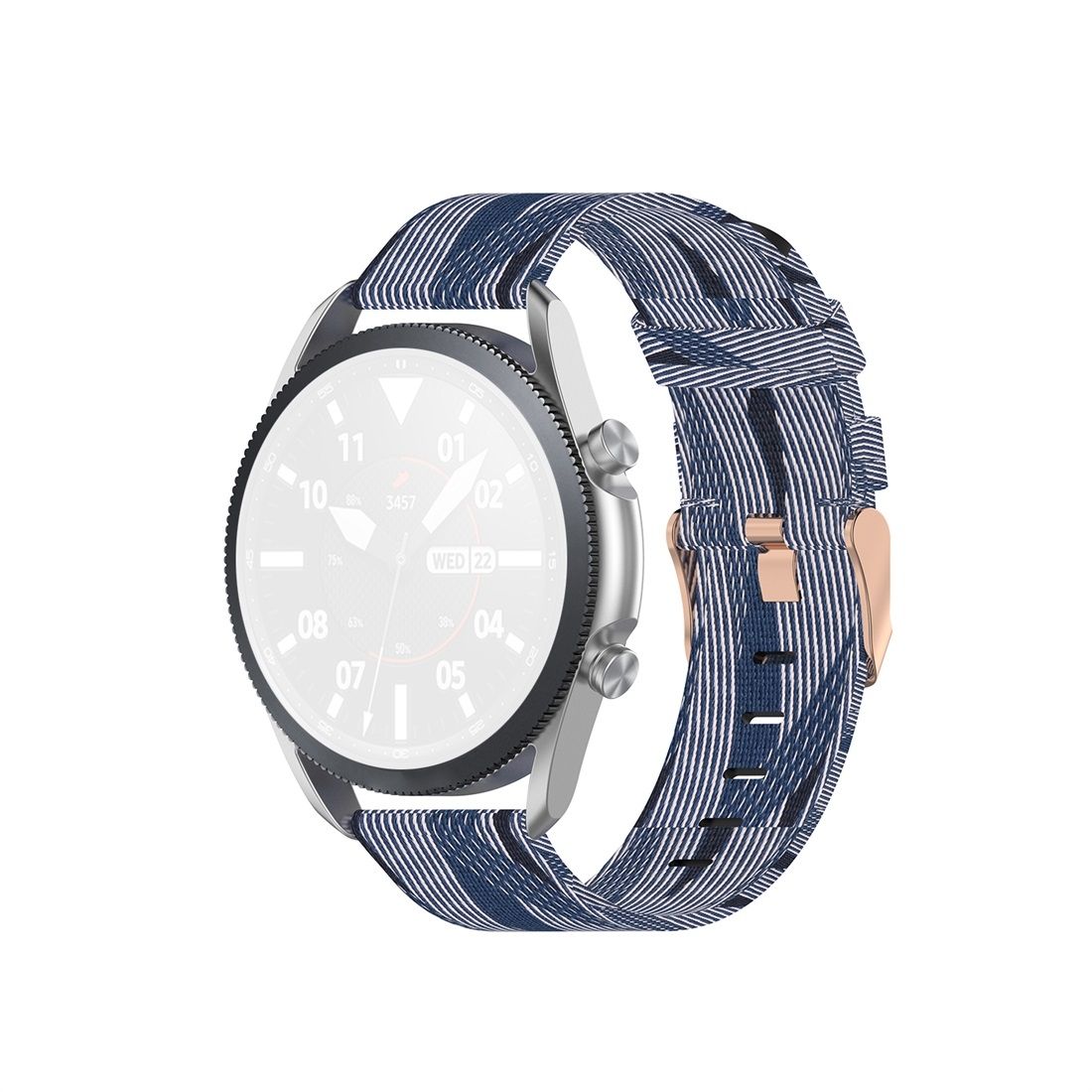 For Galaxy Watch 3 45mm Woven Nylon Textured Strap, Size: Free Size 22mm (Blue White)