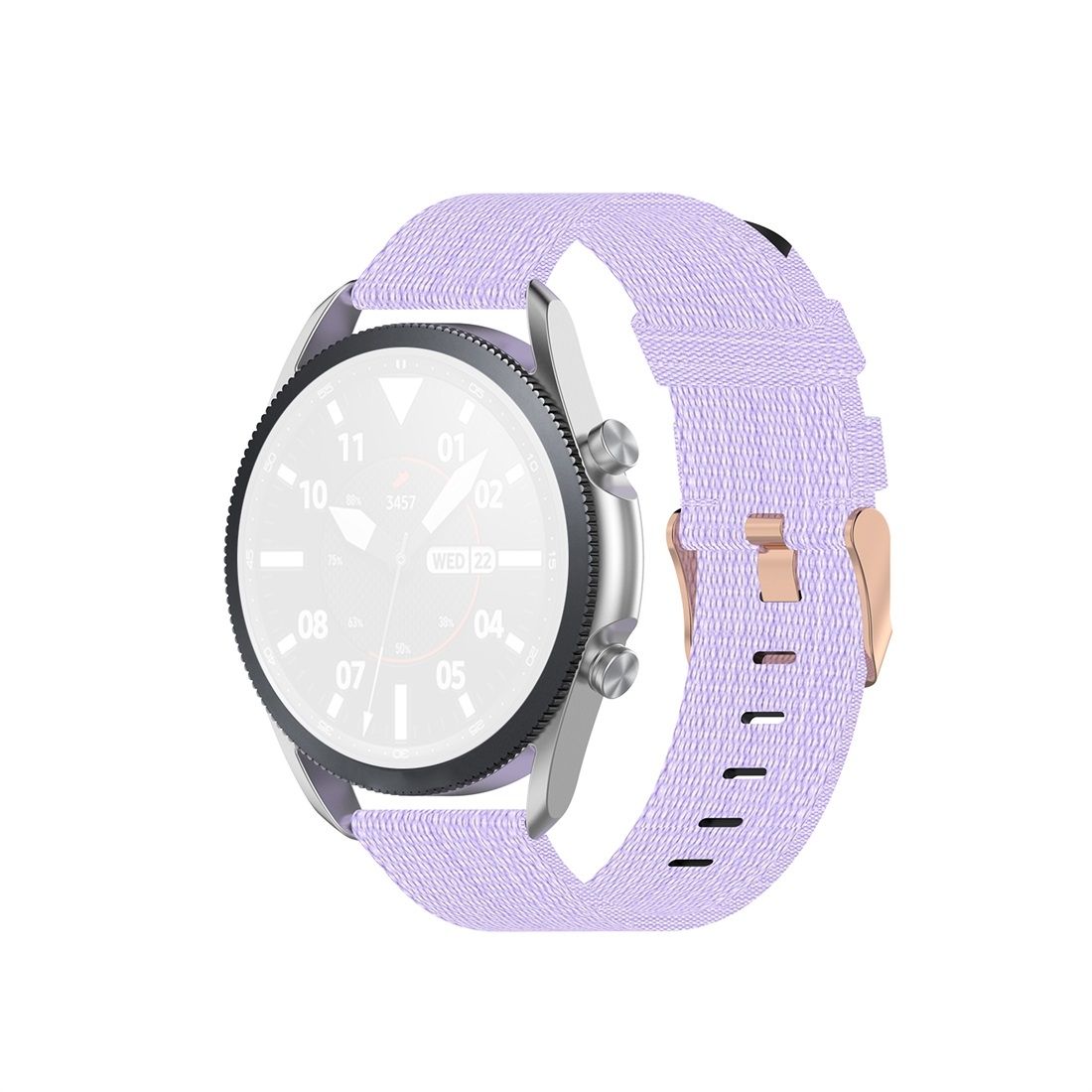 For Galaxy Watch 3 45mm Woven Nylon Textured Strap, Size: Free Size 22mm (Light Purple)