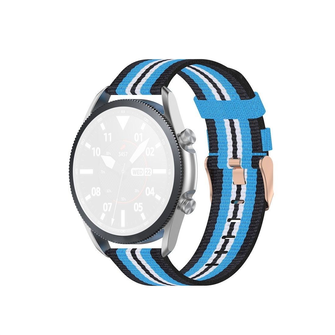 For Galaxy Watch 3 45mm Woven Nylon Textured Strap, Size: Free Size 22mm (Black Sky Blue)