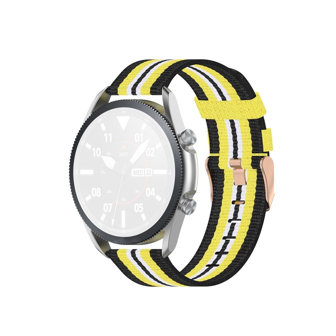 For Galaxy Watch 3 45mm Woven Nylon Textured Strap, Size: Free Size 22mm (Black Yellow)