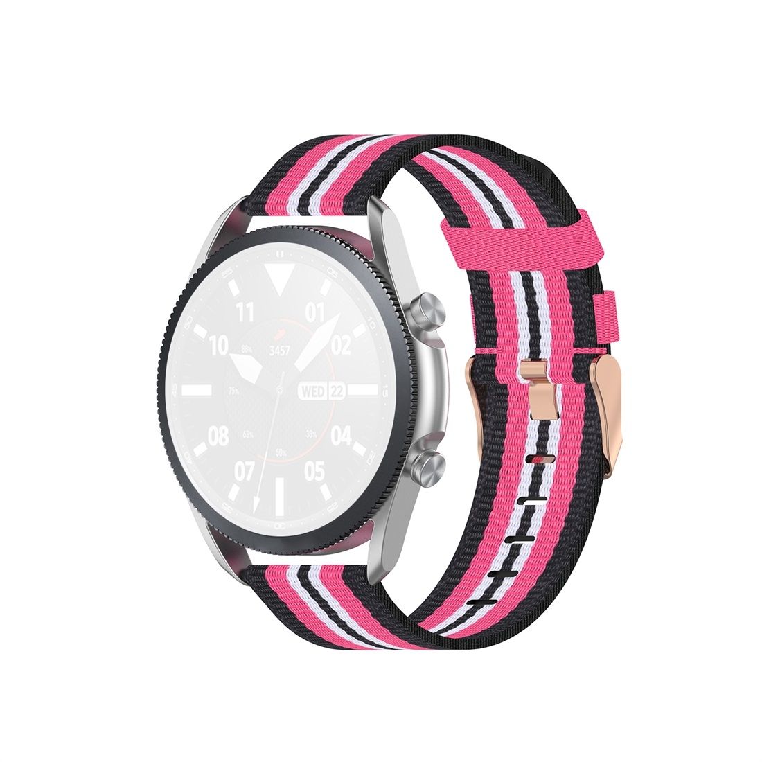 For Galaxy Watch 3 45mm Woven Nylon Textured Strap, Size: Free Size 22mm (Black Pink)