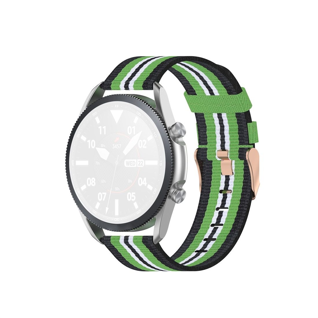 For Galaxy Watch 3 45mm Woven Nylon Textured Strap, Size: Free Size 22mm (Black Lime)