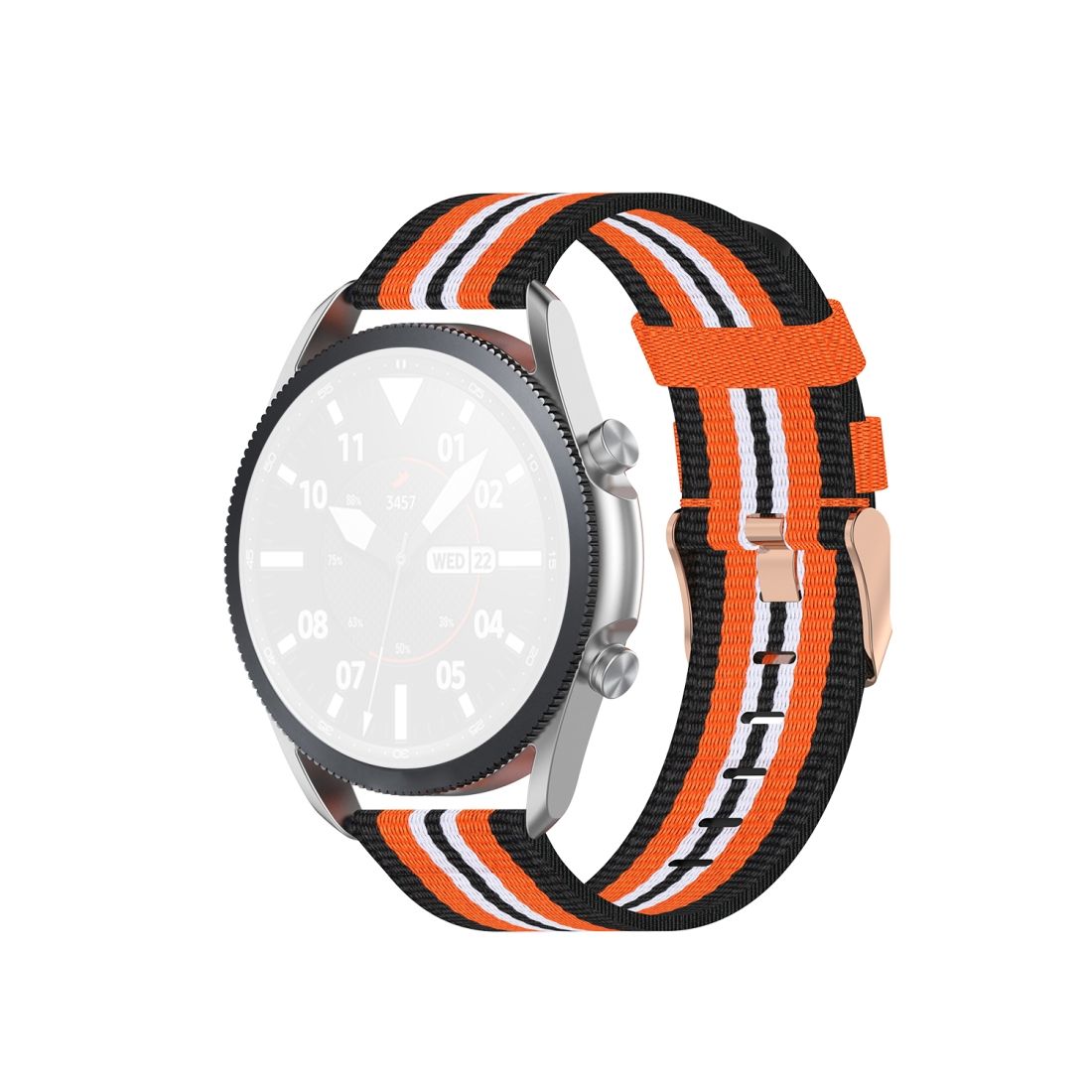 For Galaxy Watch 3 45mm Woven Nylon Textured Strap, Size: Free Size 22mm (Black Orange)