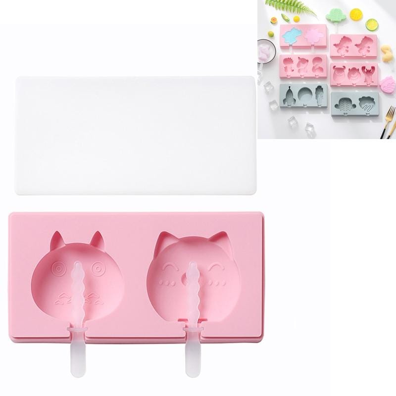 3 PCS Homemade Handmade DIY Cartoon Fruit with Lid Silicone Ice Cream Mold Making Ice Tray, Style:My Neighbor Totoro Pig (Pink)