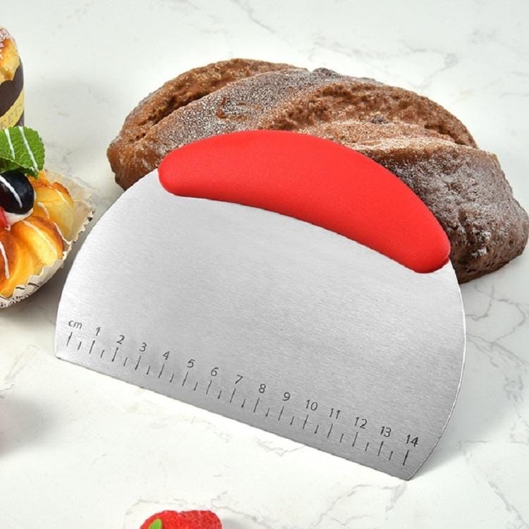 4 PCS Stainless Steel Noodle Cutter Rice Flour Scraper Dough Cutting Knife (Red)